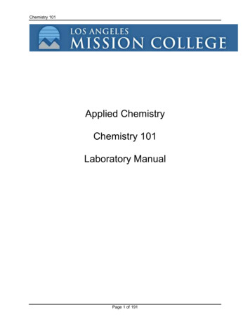 Applied Chemistry Chemistry 101 Laboratory Manual