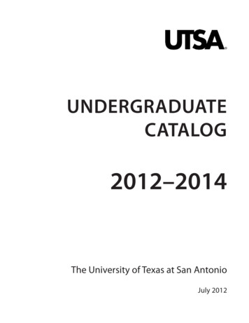 2012-2014 UTSA Undergraduate Catalog (updated 