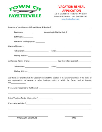 VACATION RENTAL APPLICATION - Fayetteville, West Virginia