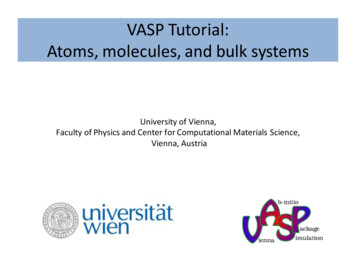 VASP Tutorial: Atoms, Molecules And Bulk Systems
