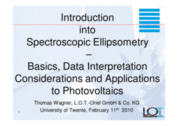 Introduction Into Spectroscopic Ellipsometry Basics, Data .