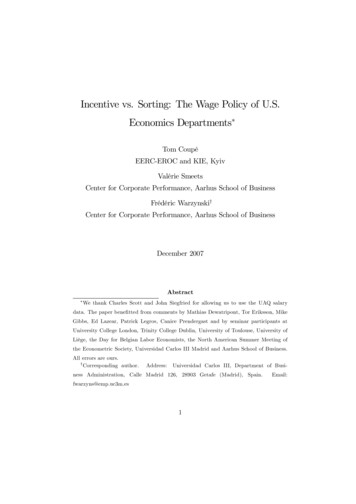 Incentive Vs. Sorting: The Wage Policy Of U.S. Economics Departments