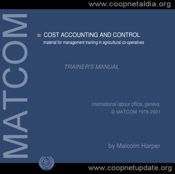 COST ACCOUNTING AND CONTROL