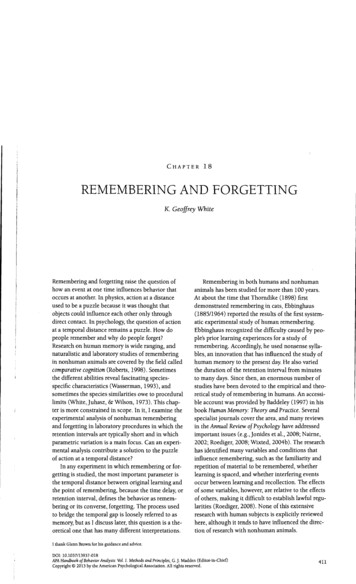 REMEMBERING AND FORGETTING - UNCW Faculty And 