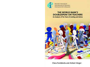 THE WORLD BANK’S DOUBLESPEAK ON TEACHERS