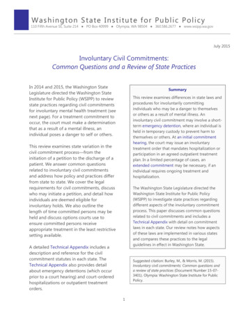 Involuntary Civil Commitments: Common Questions And A Review Of . - Wa
