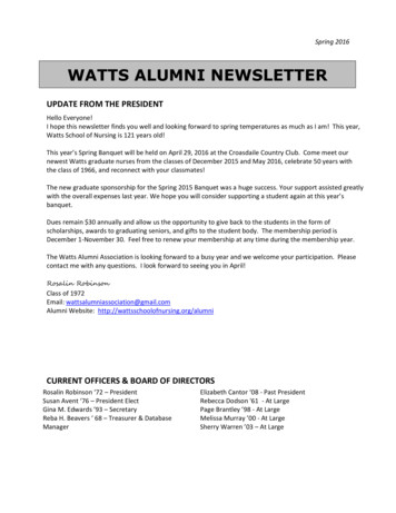 Watts Alumni Newsletter