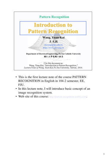 Unit 1 Introduciton - Pattern Recognition Course - Weebly