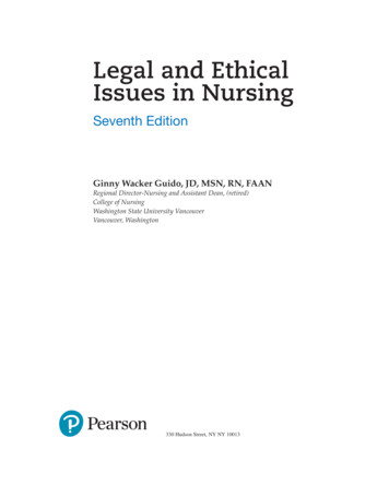 Legal And Ethical Issues In Nursing - Higher Education