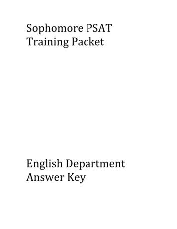 Sophomore PSAT Training Packet - Archbishop Mitty High 