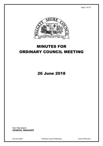 MINUTES FOR ORDINARY COUNCIL MEETING 26 June 2018 - Walgett Shire
