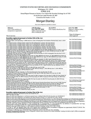 UNITED STATES SECURITIES AND EXCHANGE COMMISSION - Morgan Stanley