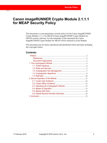 Canon ImageRUNNER Crypto Module For MEAP Security Policy - NIST