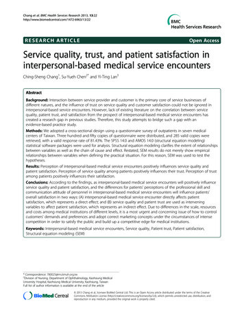 RESEARCH ARTICLE Open Access Service Quality, Trust, And Patient .