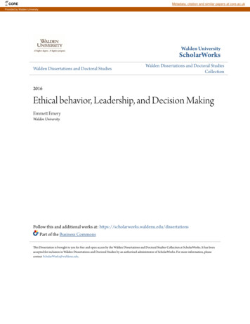 Ethical Behavior, Leadership, And Decision Making - CORE