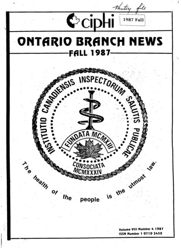ONTARIO BRANCHNEWS - Canadian Institute Of Public Health Inspectors