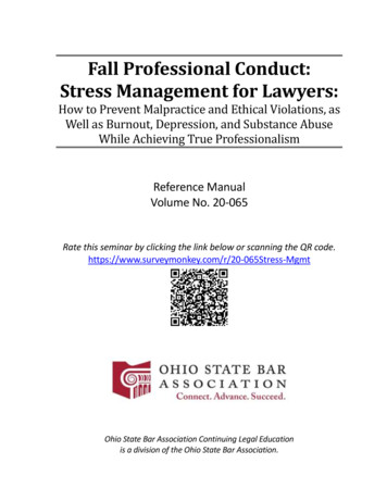 20-065 Fall Professional Conduct-Stress Management For 