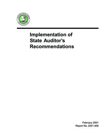 Implementation Of State Auditor S Recommendations - California