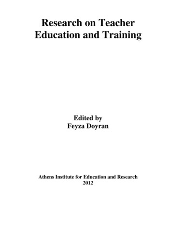 Research On Teacher Education And Training - ATINER