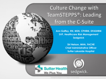 Culture Change With TeamSTEPPS : Leading From The C-Suite
