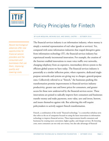 Policy Principles For Fintech - Information Technology And .