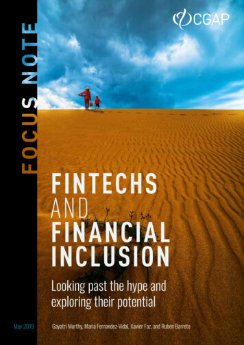 FINTECHS AND FINANCIAL INCLUSION - CGAP