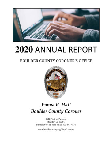 2020 ANNUAL REPORT - Boulder County, Colorado