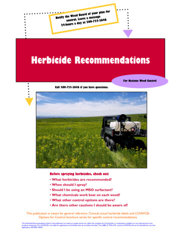 Herbicide Recommendations - Lincoln County, Washington