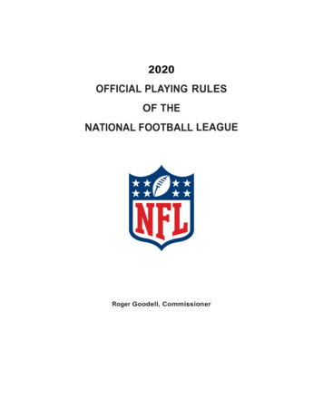 2020 OFFICIAL PLAYING RULES OF THE NATIONAL FOOTBALL 