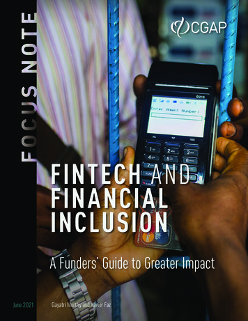 FINTECH AND FINANCIAL INCLUSION - CGAP