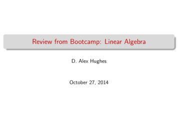 Review From Bootcamp: Linear Algebra