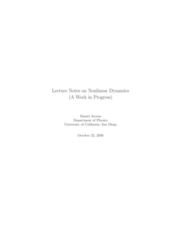 Lecture Notes On Nonlinear Dynamics (A Work In Progress)