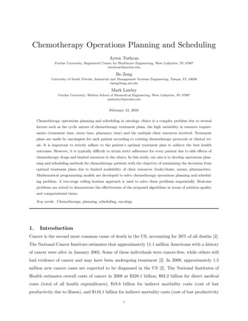 Chemotherapy Operations Planning And Scheduling