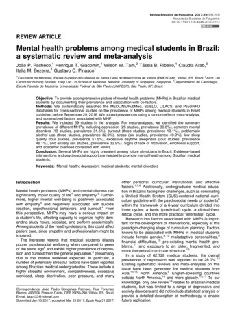 Mental Health Problems Among Medical Students In Brazil: A Systematic .