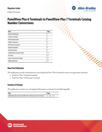PanelView Plus 6 Terminals To PanelView Plus 7 Terminals Catalog Number .