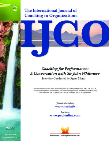 Coaching For Performance: A Conversation With Sir John .