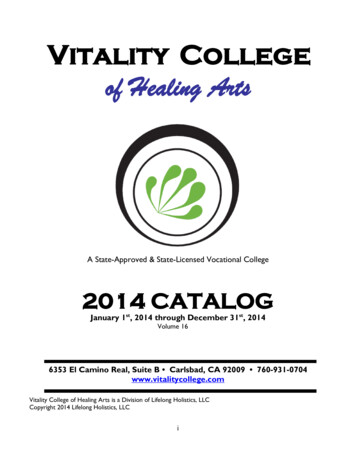 Vitality College Of Healing Arts Catalog - BPPE