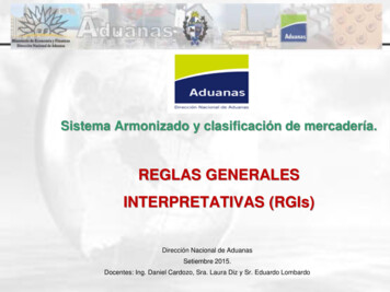 REGLAS GENERALES INTERPRETATIVAS (RGIs)