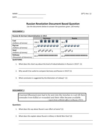 Russian Revolution Document Based Question - Better 