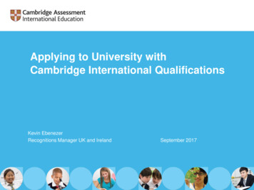 Applying To University With Cambridge International .