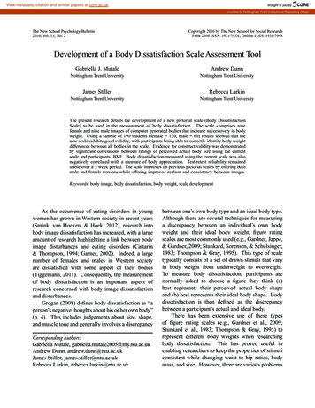 Development Of A Body Dissatisfaction Scale Assessment Tool