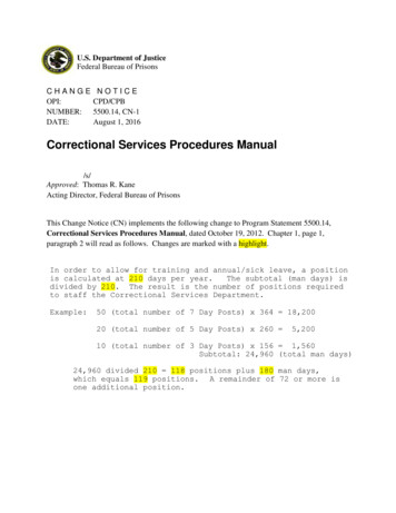Correctional Services Procedures Manual