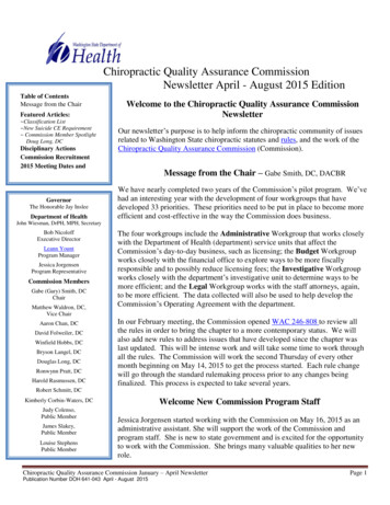 Washington State Chiropractic Quality Assurance Commission Newsletter
