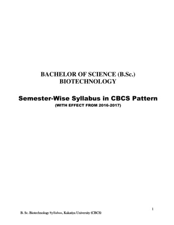 BACHELOR OF SCIENCE (B.Sc.) BIOTECHNOLOGY