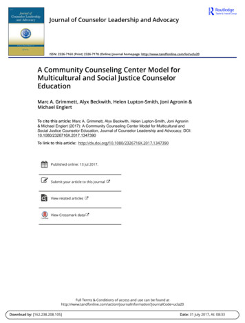 A Community Counseling Center Model For Multicultural And Social .