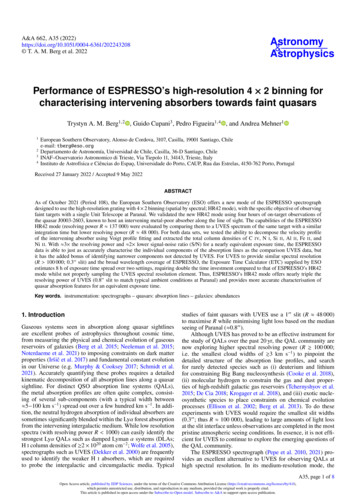 Performance Of ESPRESSO'S High-resolution 4 2 Binning For .