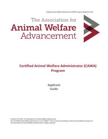 Certified Animal Welfare Administrator (CAWA) Program