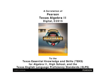 A Correlation Of Pearson Texas Algebra II
