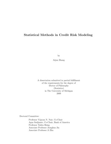 Statistical Methods In Credit Risk Modeling