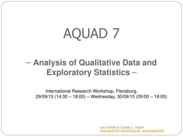 Analysis Of Qualitative Data And Exploratory Statistics